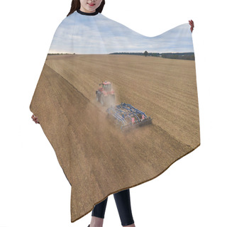 Personality  Farmer With Tractor On Wide Field Tilling The Soil Hair Cutting Cape