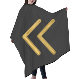 Personality  Backward Gold Plated Metalic Icon Or Logo Vector Hair Cutting Cape
