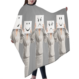 Personality  Image Of A Businesswomen Standing In A Row Hair Cutting Cape