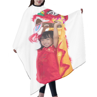 Personality  Smiling Asian Chinese Little Girl With Lion Dance Costume Hair Cutting Cape