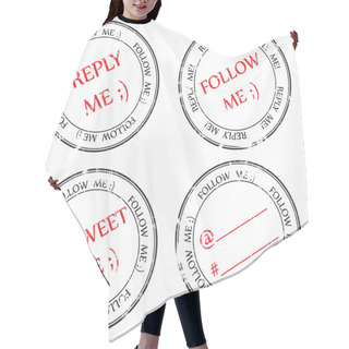 Personality  Set Of Stamps To Twitter: Follow, Reply, Retweet Hair Cutting Cape