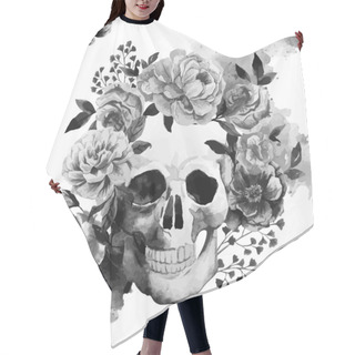 Personality  Peony Watercolor Skull Hair Cutting Cape