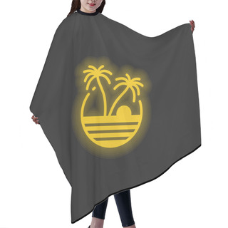 Personality  Beach Yellow Glowing Neon Icon Hair Cutting Cape