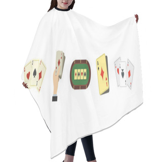 Personality  Playing Cards Icon Set, Flat Style Hair Cutting Cape