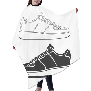 Personality  Running Shoe Icon SNEAKERS Vector Sport Active Icon Black Hair Cutting Cape