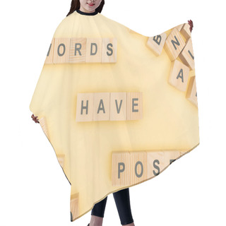 Personality  Top View Of Words Have Poser Lettering With Wooden Cubes On Yellow Background Hair Cutting Cape