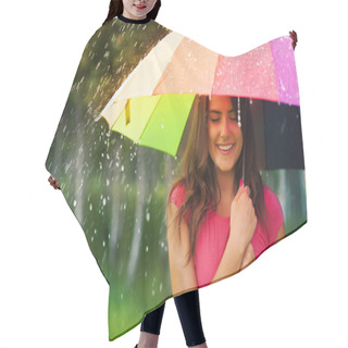 Personality  Beautiful Woman Under Rainbow Umbrella Hair Cutting Cape