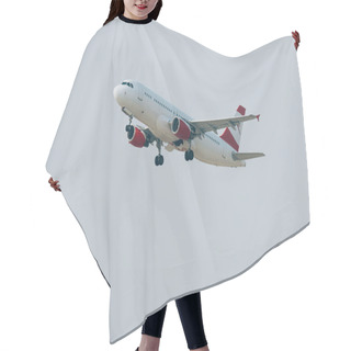 Personality  Flight Departure Of Commercial Plane In Cloudy Sky  Hair Cutting Cape