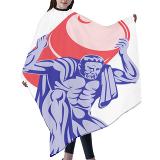 Personality  Atlas Carrying Barrel Drum Of Oil Retro Hair Cutting Cape