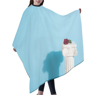 Personality  One Red Rose On White Column On Blue Hair Cutting Cape