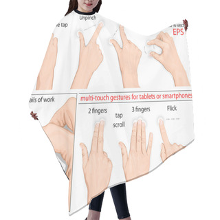 Personality  Vector Set Of Commonly Used Multitouch Gestures For Tablets Or Smartphone Hair Cutting Cape