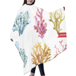 Personality  Watercolor Corals Set And Ocean  Sponge Hair Cutting Cape