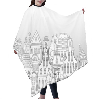 Personality  Doodle Of Beautiful City With Very Detailed And Ornate Town Houses Hair Cutting Cape