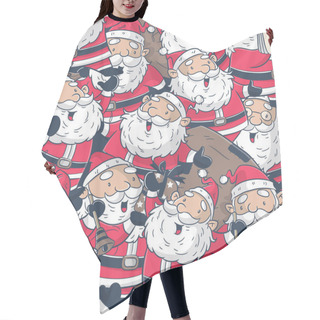 Personality  Seamless Pattern With Santa Claus Cartoon Vector Hair Cutting Cape
