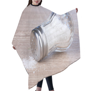 Personality  Glass Saltcellar With Salt On Wooden Background Hair Cutting Cape