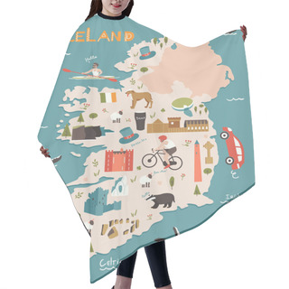 Personality  Ireland Illustrated Hand Drawn Map. Hair Cutting Cape