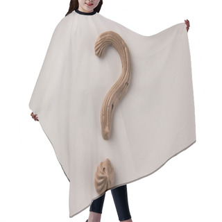Personality  Question Mark Written With Whipped Chocolate Cream Hair Cutting Cape