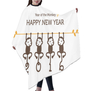 Personality  New Year Card With Monkey Hair Cutting Cape