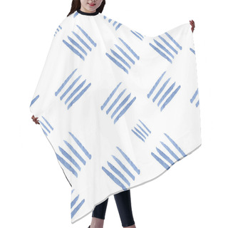 Personality  Watercolor Vector Hand Drawn Blue Lines Seamless Pattern Hair Cutting Cape