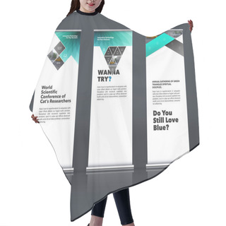 Personality  Business Vector Set Of Modern Roll Up Banner Stand Design With A Hair Cutting Cape
