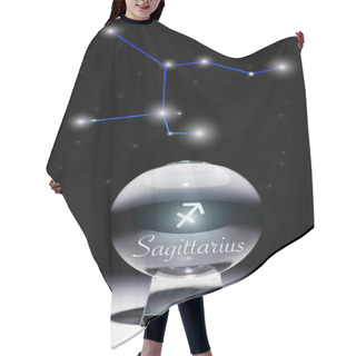 Personality  Crystal Ball With Sagittarius Zodiac Sign Isolated On Black With Constellation Hair Cutting Cape