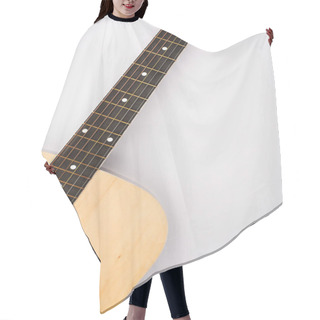 Personality  Top View Of Acoustic Guitar On White Background Hair Cutting Cape