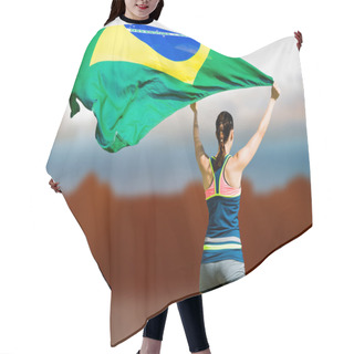 Personality  Sportswoman Raising Brazilian Flag Hair Cutting Cape