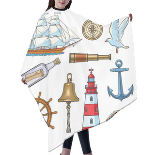Personality  Cartoon Nautical Elements, Vector Illustration Hair Cutting Cape