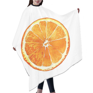 Personality  Orange Cut Watercolor Painted Isolated On White Background. Hair Cutting Cape