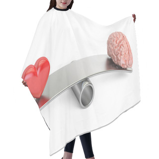 Personality  Balance Concept, Seesaw With Heart And Brain, 3D Rendering  Hair Cutting Cape