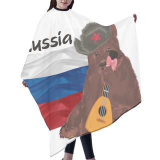 Personality  Russian Bear With Flag With Word And Balalaika Hair Cutting Cape