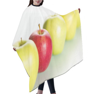 Personality  Red Apple Standing Out From Row Of Green Apples. Hair Cutting Cape