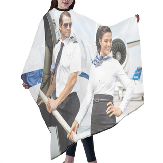 Personality  Airhostess With Pilot Boarding Private Jet Hair Cutting Cape