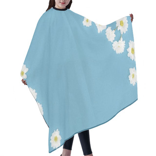 Personality  White Chrysanthemum Flowers Isolated On Blue Hair Cutting Cape