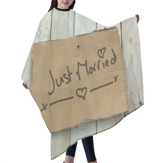 Personality  Cardboard Sign On A Wooden Background  Hair Cutting Cape