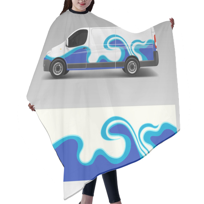 Personality  Car Decal Van With Wave Sea Designs . Wrap Designs Template Vector. Hair Cutting Cape