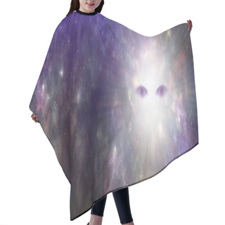 Personality  Alien Eyes Are Watching You - Wide Cosmic Celestial Night Sky Deep Space And Bright Star Light Orb With A Pair Of Alien Eyes Peering Out And Copy Space Hair Cutting Cape