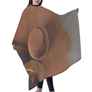 Personality  Top View Of Delicious Tiramisu With Cocoa Powder And Chocolate Pieces Hair Cutting Cape