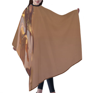 Personality  Cropped View Of Woman In Egyptian Attire Pointing With Finger And Posing On Brown Background, Banner Hair Cutting Cape