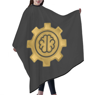 Personality  Artificial Intelligence Gold Plated Metalic Icon Or Logo Vector Hair Cutting Cape