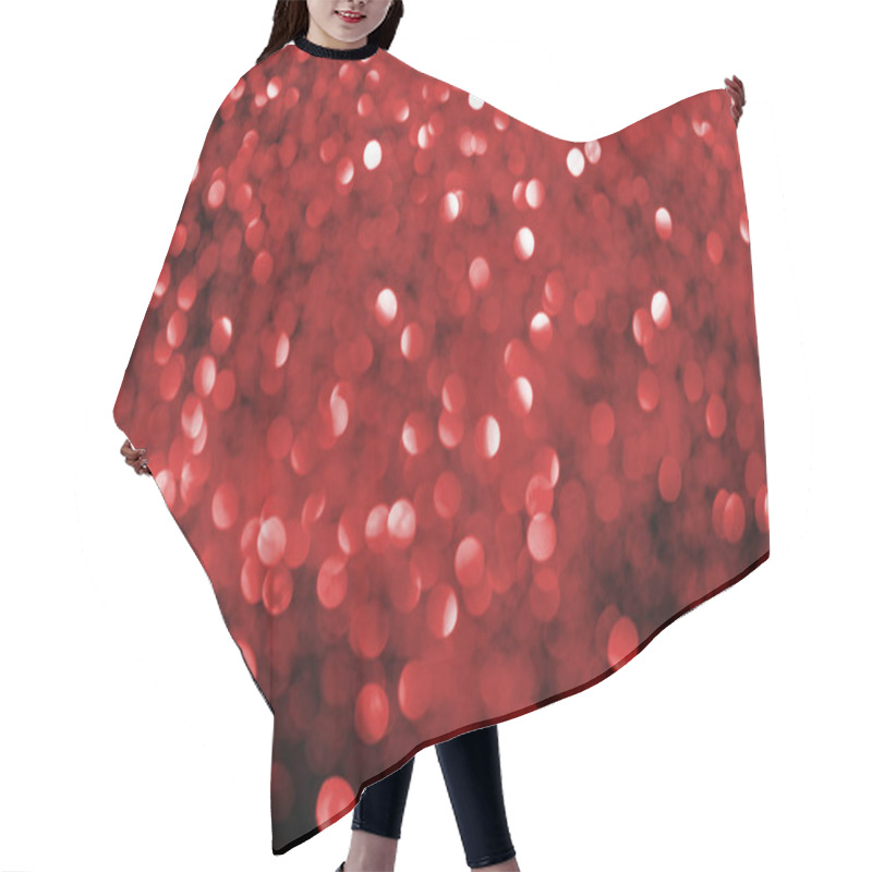 Personality  abstract background with blurred red glitter   hair cutting cape