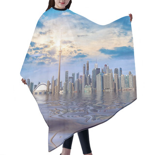 Personality  Concept Of The Flood In Ontario Lake In Toronto Due To Disastrous Consequences Of Global Warming And Climate Change Hair Cutting Cape