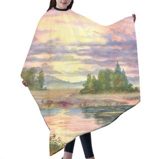 Personality  Sunset Over Lake Hair Cutting Cape