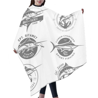Personality  Set Of Marlin Fishing Emblems, Badges And Design Elements Hair Cutting Cape