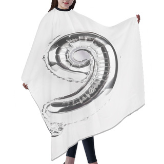 Personality  Silver Balloon In Shape Of Nine Number On Grey Background Hair Cutting Cape