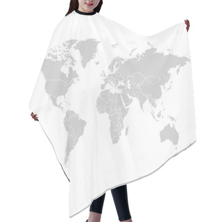 Personality  World Map In Grey Color On White Background. High Detail Blank Political Map. Vector Illustration With Labeled Compound Path Of Each Country Hair Cutting Cape