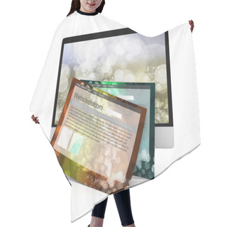 Personality  A Modern All In One Computer With A Generic Website Hair Cutting Cape