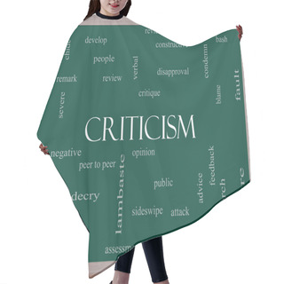 Personality  Criticism Word Cloud Concept On A Blackboard Hair Cutting Cape
