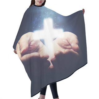 Personality  Open Hands Holding Christianity Cross Hair Cutting Cape