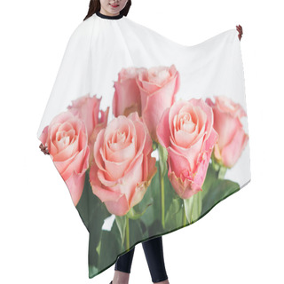 Personality  Pink Roses Bouquet, White Background Hair Cutting Cape